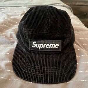 Supreme black suede corduroy cap